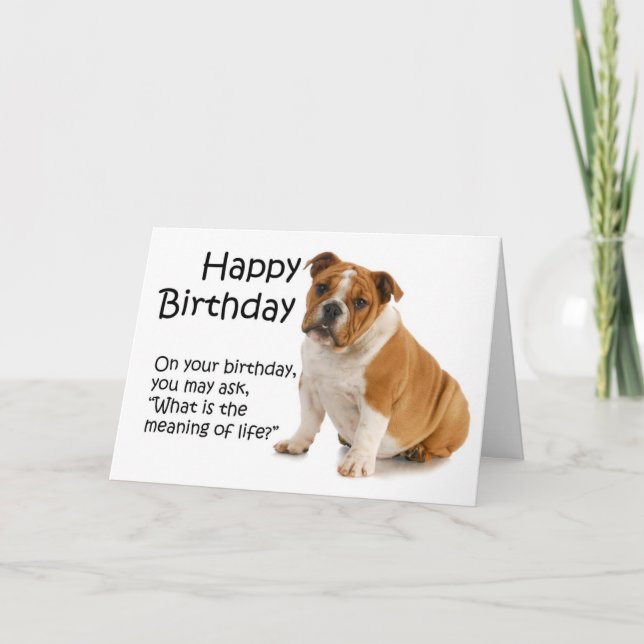 Tarjeta divertida de cumpleaños para Bulldog (Anverso)