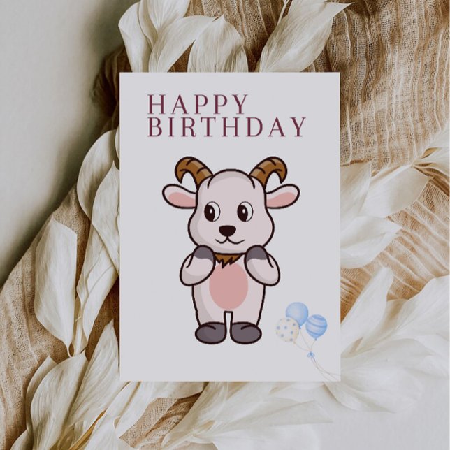 Tarjeta divertida de cumpleaños para cabra (Goat, Funny Birthday Card)