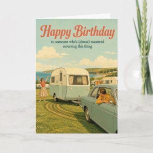 Tarjeta divertida de cumpleaños para caravana que