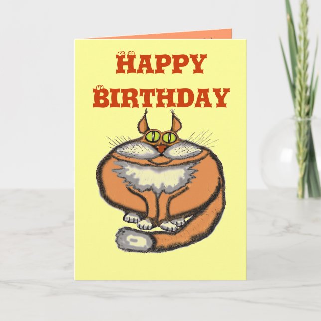 Tarjeta divertida de cumpleaños para gatos (Anverso)