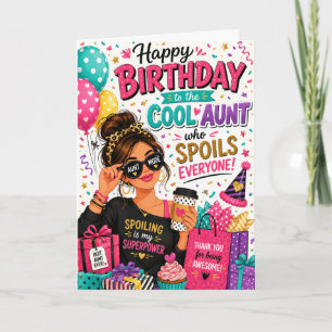 Tarjeta divertida de cumpleaños para la tía genial