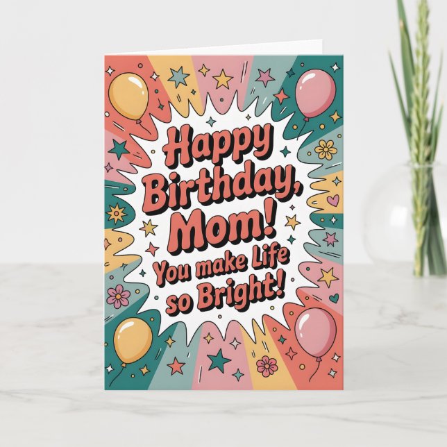 Tarjeta divertida de cumpleaños para mamá – Retroc (Anverso)
