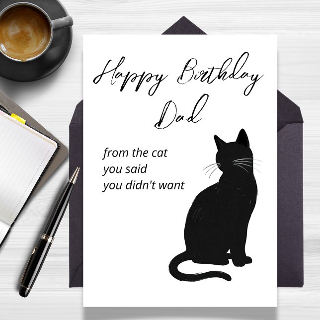 Tarjeta divertida de cumpleaños para papá del gato (Funny Birthday Card for Dad from the Cat)