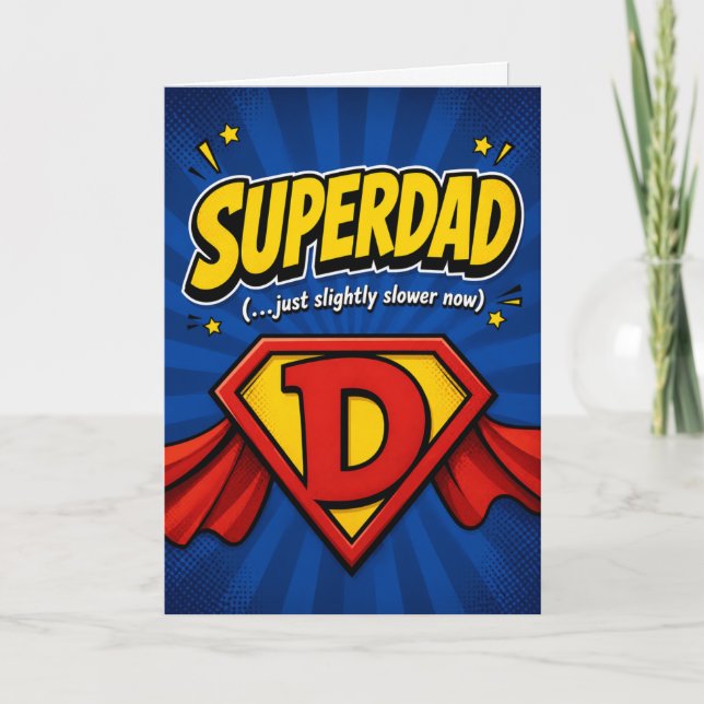 Tarjeta divertida de cumpleaños para papá – “Super (Anverso)