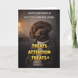 Tarjeta divertida de cumpleaños para perro trata a