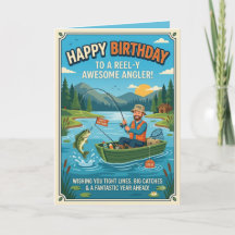 Tarjeta divertida de cumpleaños para pescador | Re