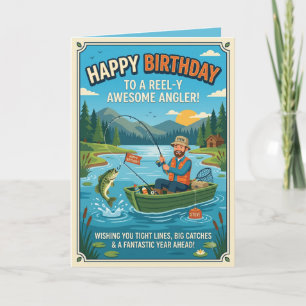 Tarjeta divertida de cumpleaños para pescador Re
