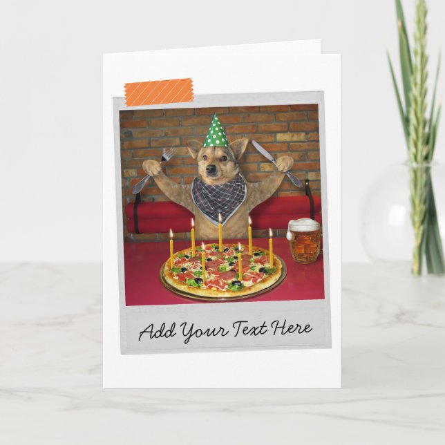 Tarjeta divertida de cumpleaños Pizza Dog (Anverso)
