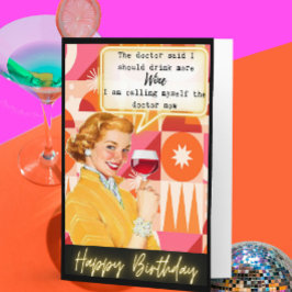Tarjeta divertida de cumpleaños retro para la mejo