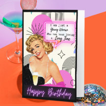 Tarjeta divertida de cumpleaños retro para la mejo