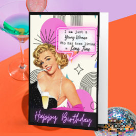 Tarjeta divertida de cumpleaños retro para la mejo