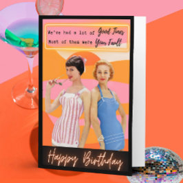 Tarjeta divertida de cumpleaños retro para la mejo