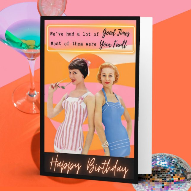 Tarjeta divertida de cumpleaños retro para la mejo (Subido por el creador)