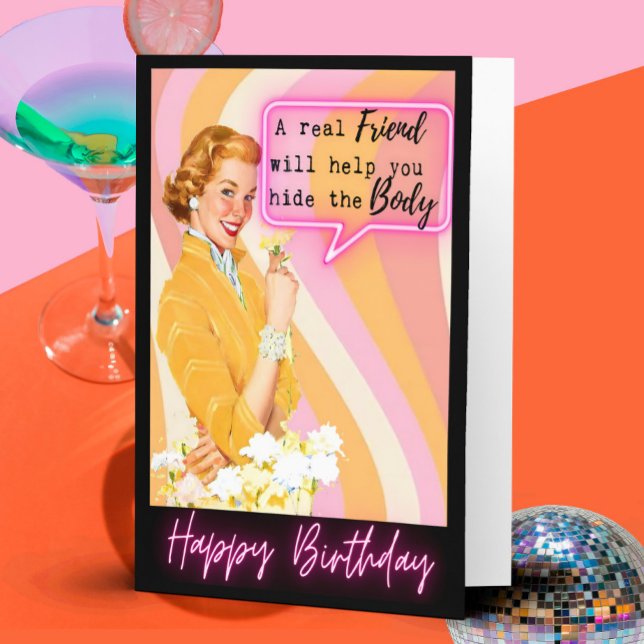 Tarjeta divertida de cumpleaños retro para la mejo (Subido por el creador)