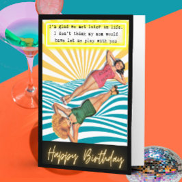 Tarjeta divertida de cumpleaños retro para la mejo