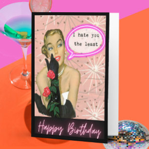 Tarjeta divertida de cumpleaños retro para la mejo