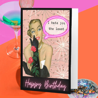 Tarjeta divertida de cumpleaños retro para la mejo