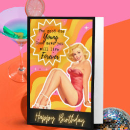 Tarjeta divertida de cumpleaños retro para la mejo