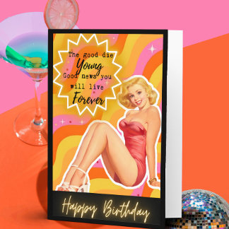 Tarjeta divertida de cumpleaños retro para la mejo