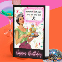 Tarjeta divertida de cumpleaños retro para la mejo