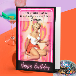 Tarjeta divertida de cumpleaños retro para la mejo