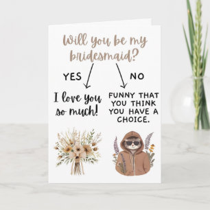 Tarjeta divertida de dama de honor, ¿Serás mi dama