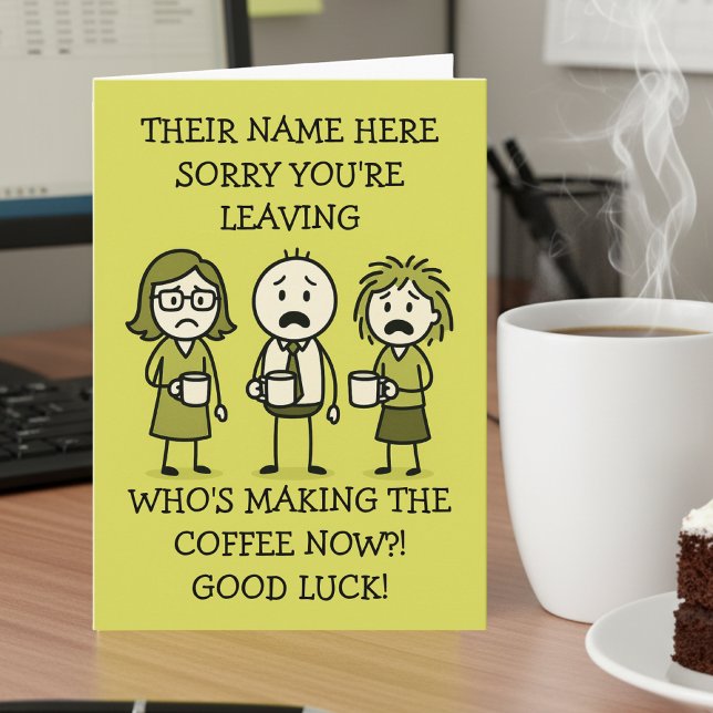 Tarjeta divertida de despedida con tema de café pa (Subido por el creador)