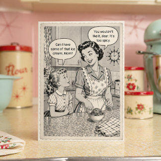 Tarjeta divertida de Día de la Madre de helado ret