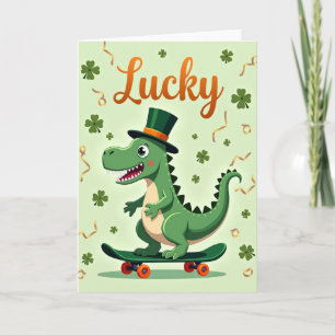 Tarjeta divertida de Dino afortunado