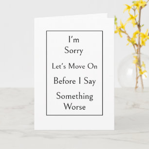 Tarjeta divertida de disculpas, minimalista modern