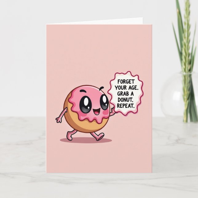 Tarjeta divertida de donut de cumpleaños (Anverso)