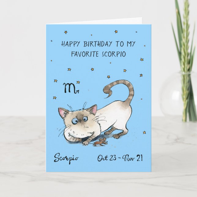 Tarjeta divertida de Escorpio Zodiaco Gato signo z (Anverso)