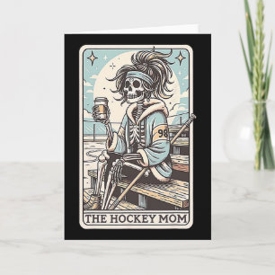 Tarjeta divertida de esqueleto de mamá de hockey