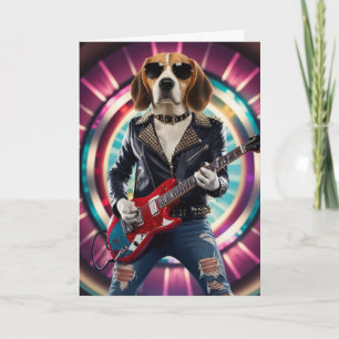 Tarjeta divertida de estrella de rock Beagle