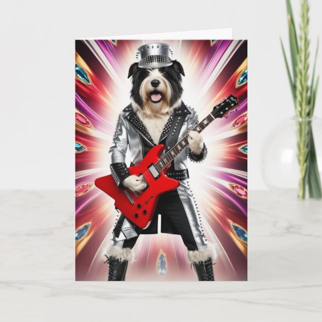 Tarjeta divertida de estrella de rock con perro pa (Anverso)