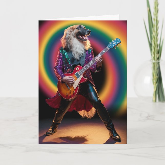Tarjeta divertida de estrella de rock de galgo afg (Anverso)
