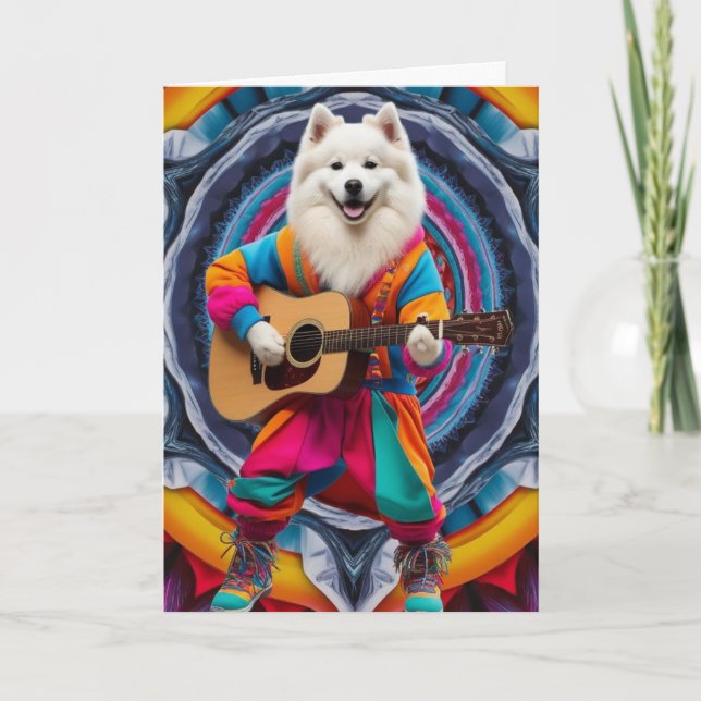 Tarjeta divertida de estrella de rock Samoyed (Anverso)