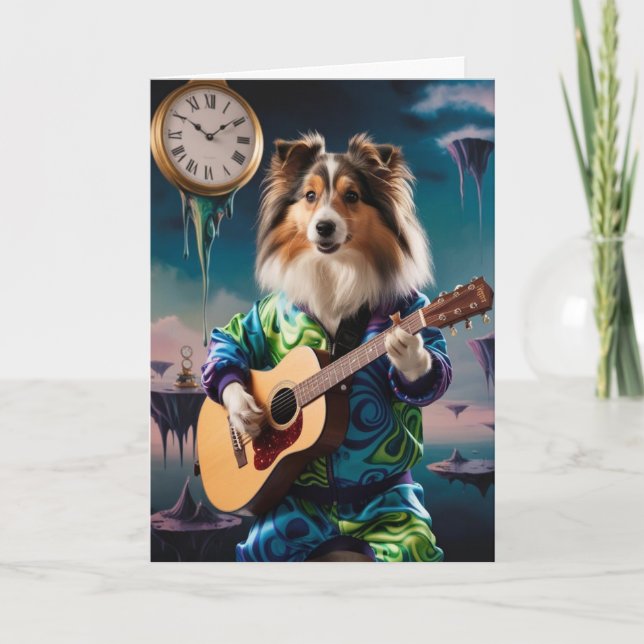 Tarjeta divertida de estrella de rock Sheltie (Anverso)