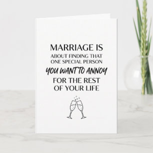 Tarjeta divertida de felicitación de boda con cita
