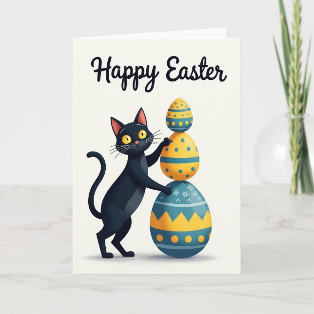 Tarjeta divertida de felino con lunares (Anverso)