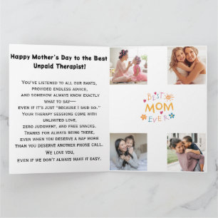 Tarjeta divertida de flores "Mamá Terapeuta no rem