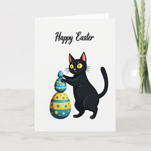Tarjeta divertida de gato de Pascua feliz