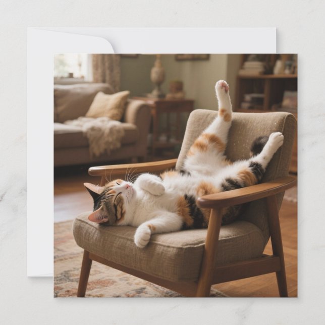 Tarjeta divertida de gato dormido con 'La vida es  (Anverso)