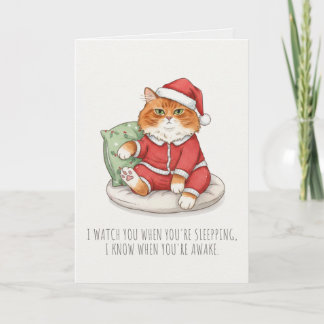 Tarjeta divertida de gato gruñón de Navidad