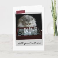 Tarjeta divertida de gato jugador de ajedrez