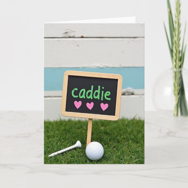 Tarjeta divertida de golf con pizarra de caddie (Anverso)