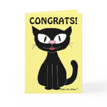 Tarjeta divertida de graduación con gato de dibujo