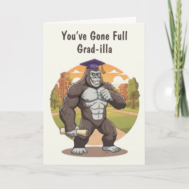 Tarjeta divertida de graduación de gorila (Anverso)