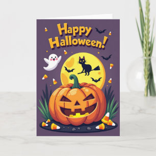 Tarjeta divertida de Halloween de calabaza