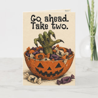 Tarjeta divertida de Halloween de la mano de bruja